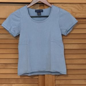 Silk blend baby blue cropped tee